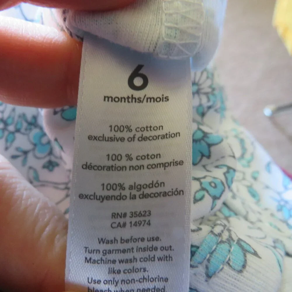 Baby Blue Floral Bodysuit 100% cotton 6mts Carters